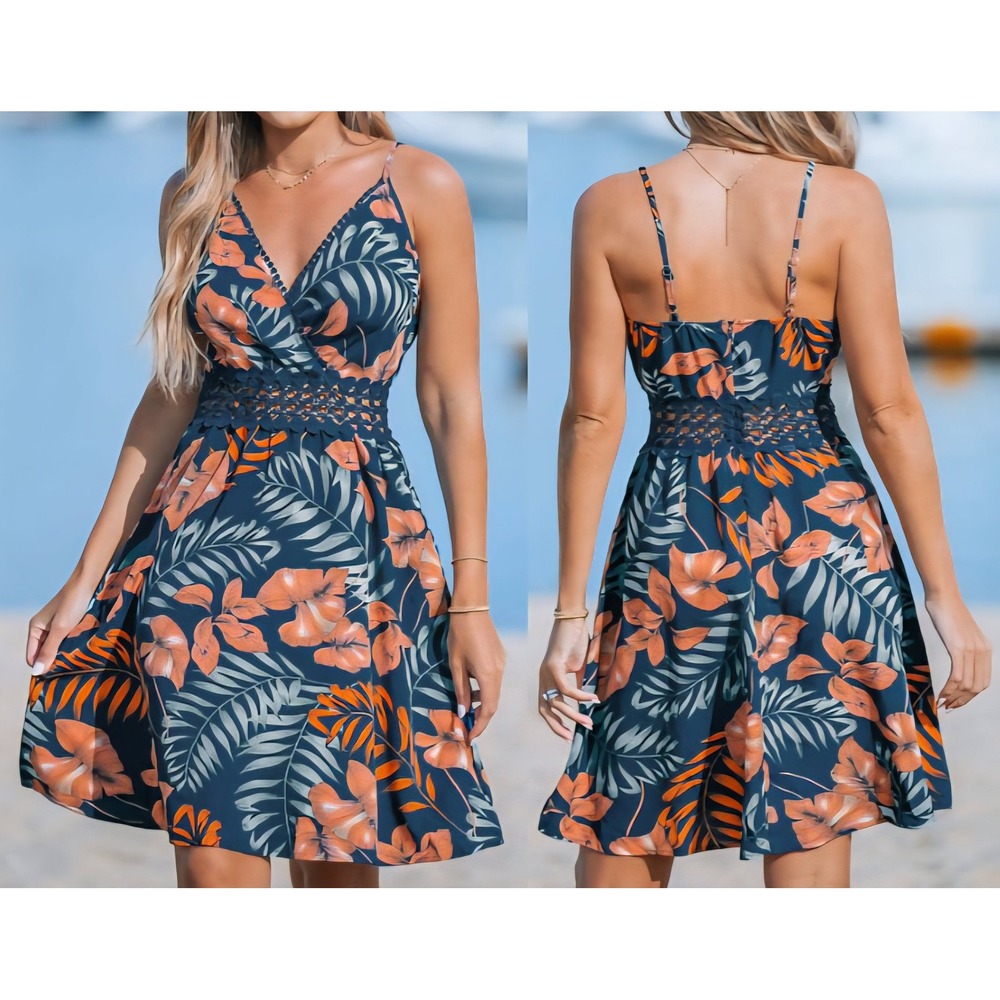 CUPSHE Tropical Crochet Waist Summer Dress